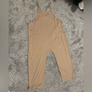 Tan Sleeveless Jumpsuit Harem Overalls